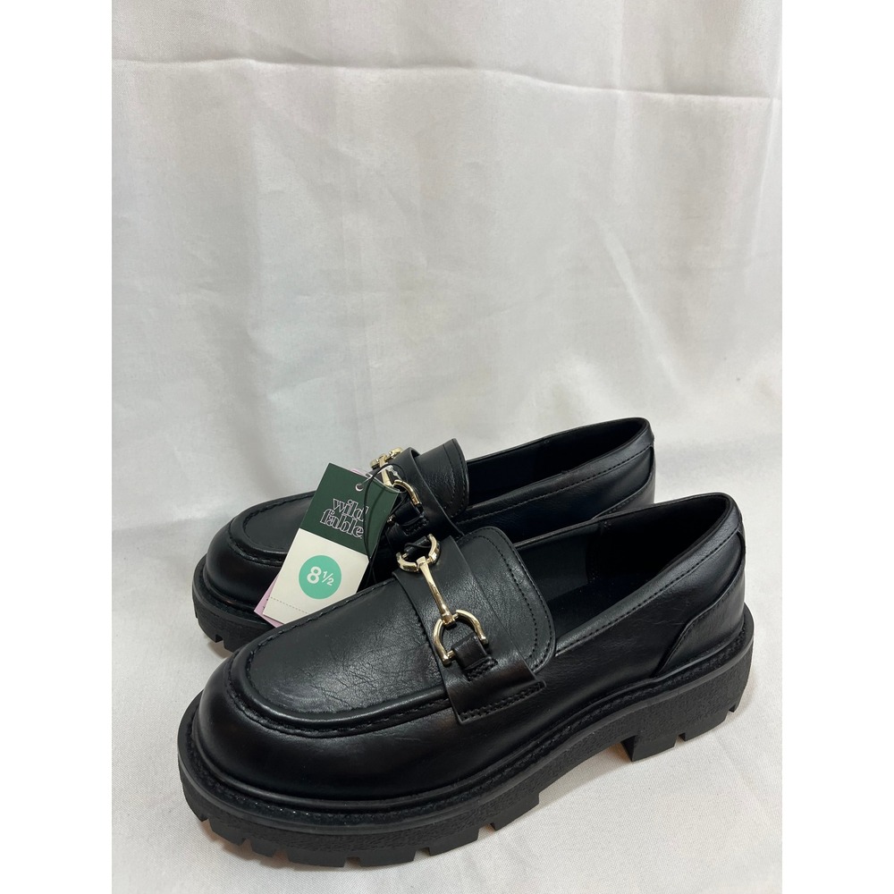 Wild Fable Black Chunky Lug Sole Horsebit Loafers Memory Foam Womens 8.5 NEW